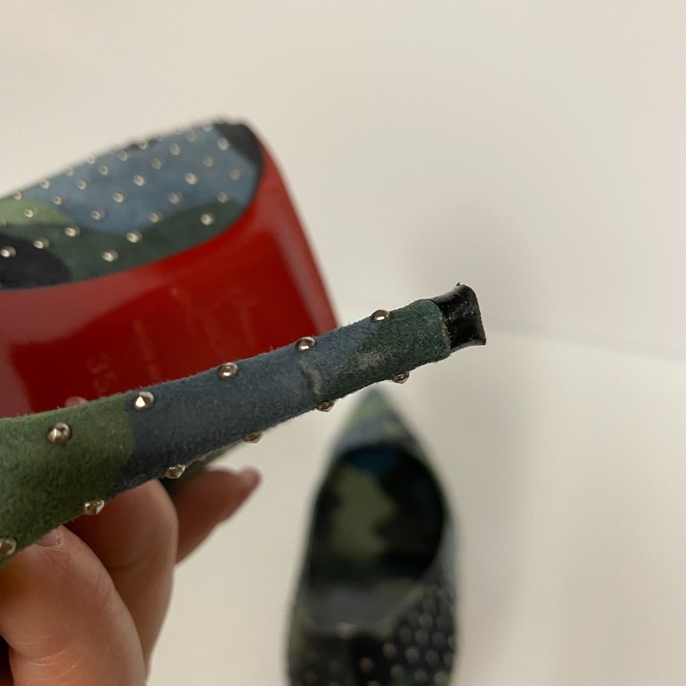 Christian Louboutin Kate plume suede pumps heels camo 35.5 - Picture 8 of 13